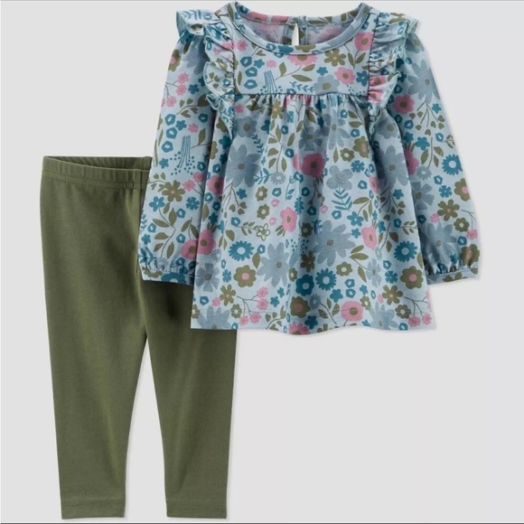Carter’s Baby Girl 2-Piece Outfit Ditsy Floral Top & Leggings Set Size 18 month - Picture 2 of 10